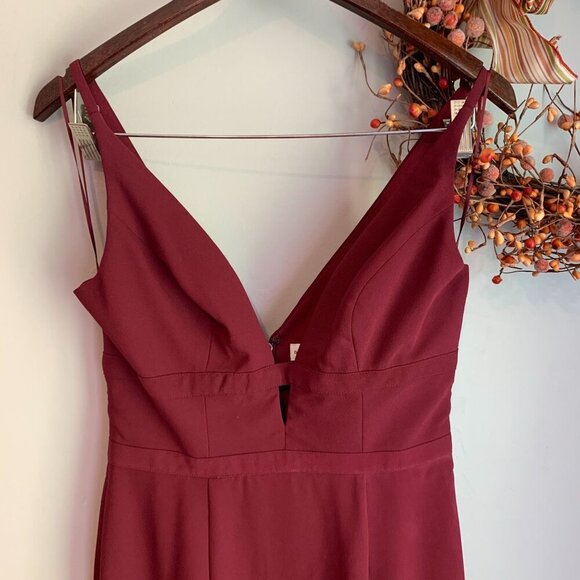 Dress The Population Womens VIOLA Long Dress Mermaid Gown SMALL in Burgundy - Picture 3 of 11